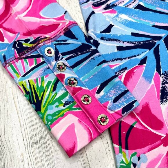 Lilly Pulitzer Kaisley Dual Neckline UPF 50+ Swing Dress Cockatoo Pink Large - Picture 10 of 14